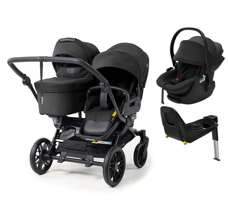 Emmaljunga Double Sento syskonvagn 2027 + Thule Maple babyskydd + bas