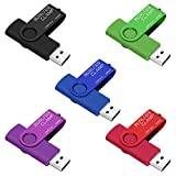 BORLTER CLAMP 32 GB USB-minne 5-pack USB 2.0-enhetsset färgglad USB-flash-enhet svängbar USB-minne, svart/lila/blå/grön/röd