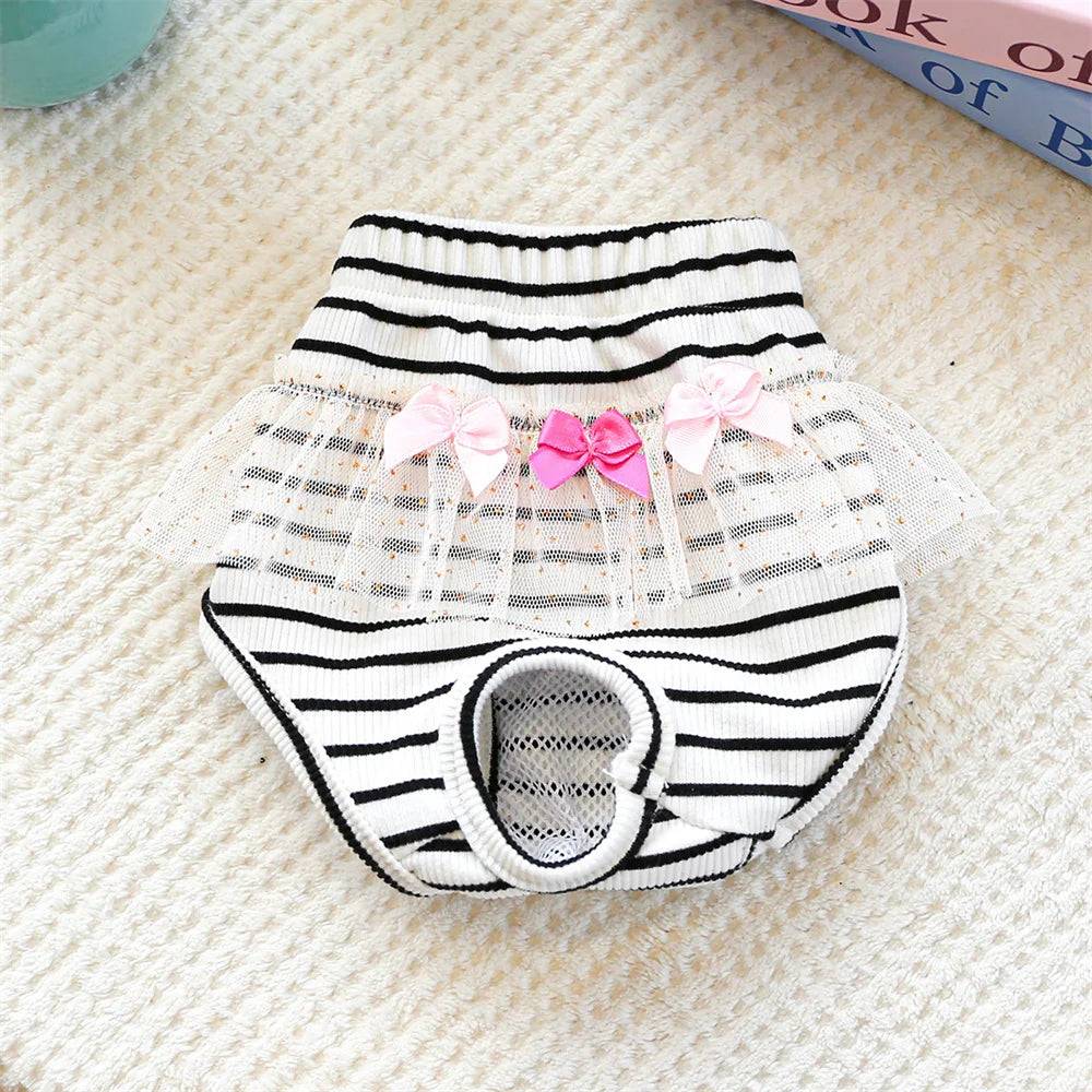 Striped Female Dog Physiological Pants with Pad Holder - Black Stripe / S-suit 1.5-2.5 kg / SPC (S-suit 1.5-2.5 kg)
