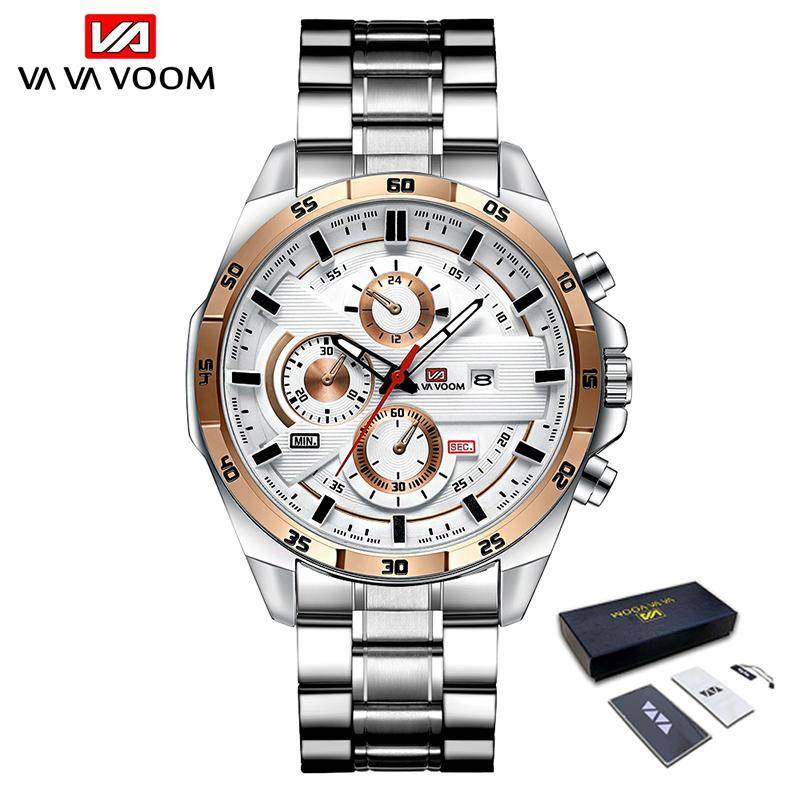 VA VA VOOM Herrklocka Toppmärke Lyx Sport Kvarts Herrklockor Klockor i rostfritt stål Vattentät Chronograph Armbandsur Herr Relogio Masculino