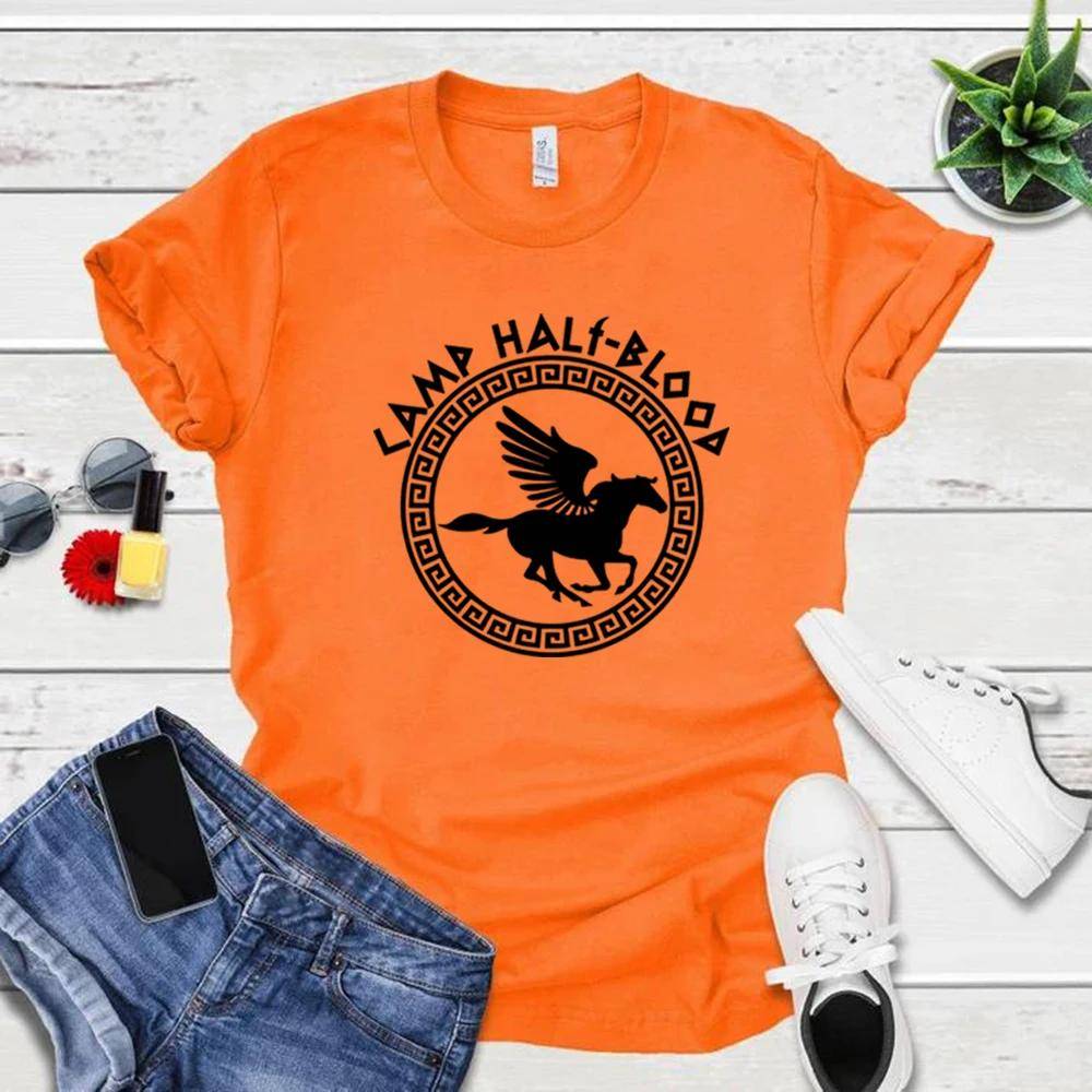 Läger Halvblod T-shirts Höstens träningsläger Spel T-shirt Halloween Magisk gåva Percy Jackson Skjorta Unisex T-shirts Harajuku Tees cm svart