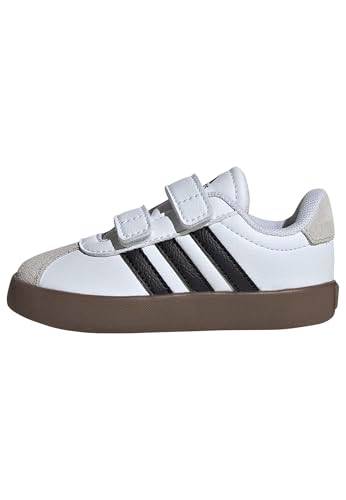 adidas Unisex-barn Vl Court 3.0 elastisk spets och rem, Vitsvart grå, 6 UK Child