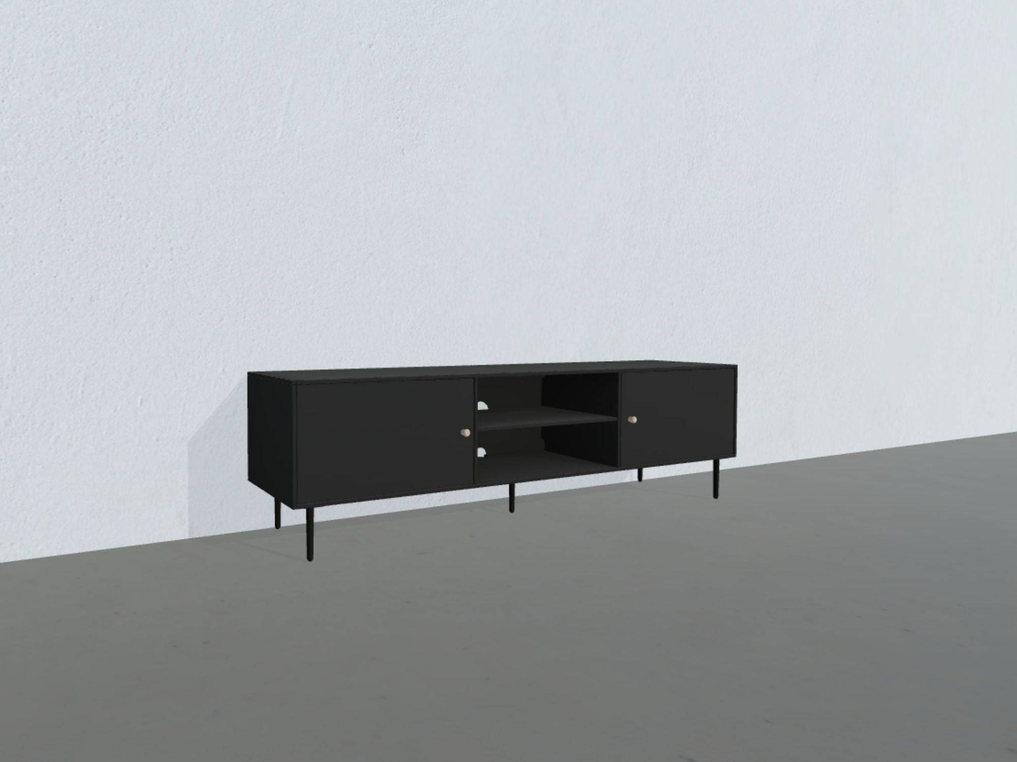 Square Classic TV-bord - opstilling 180 (malet træ korpus, sortmalet korpus, sortmalet klap, dybde: 42 cm)