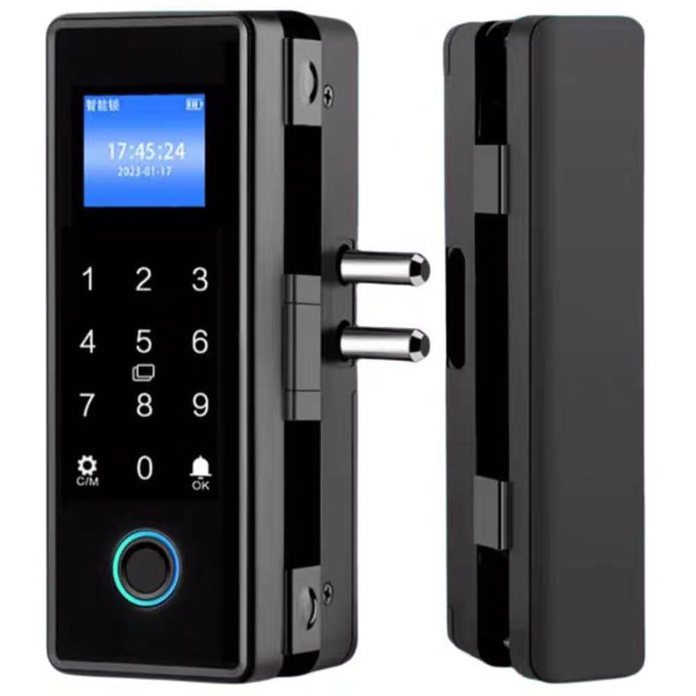 LeadwayTek Smart Glass Digital Lock, Intelligent Biometric Electronic Door Lock, Frameless Entrance Sliding Door Smart Fingerprint Keyless Retrofit, K