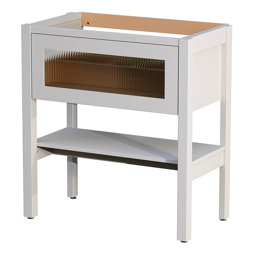 TVÄTTSTÄLLSSKÅP CAMARGUE FORS HÖG LÅDA + HYLLA 80CM LINJEGLAS LJUSGRÅ