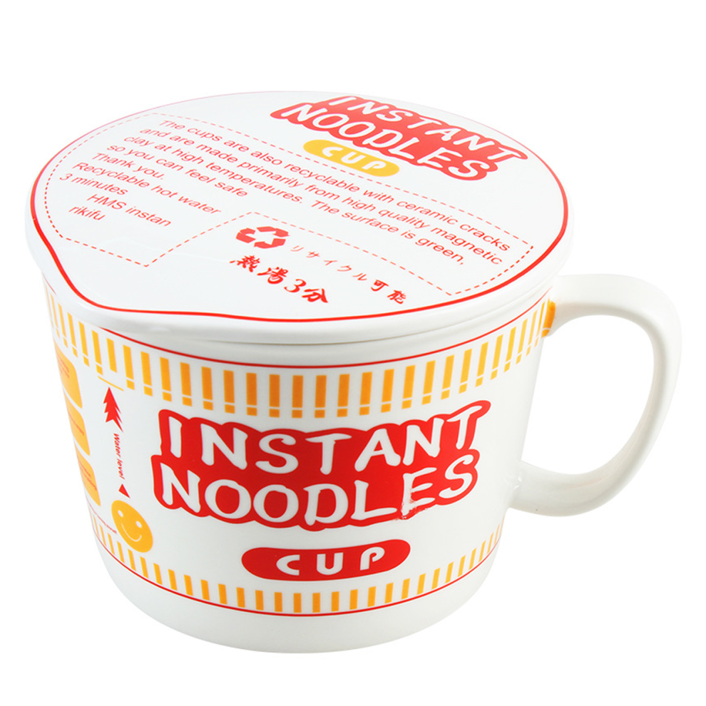 Mikrobølgeovnssikker Ramen-koger Instant Noodles-kop, japansk stilmønster med keramik af høj kvalitet, stor nudelsuppeskål for nem