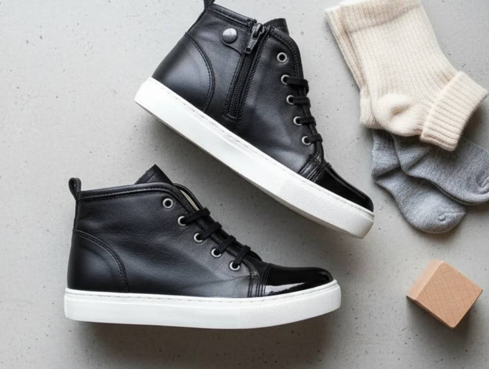 Angulus Sneaker Sort Med Lynlås Og Snørebånd - Str. 34