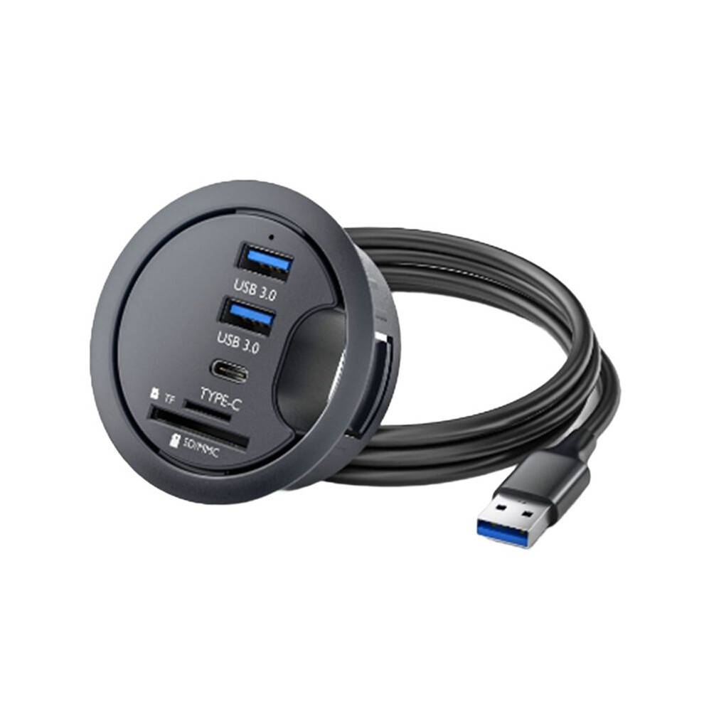 USB HUB 3.0 Mount in Desk Docking Station with Multi USB 3.0 Adapter /TF Card Reader Desktop Organizer USB Splitter