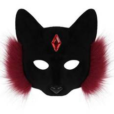 Animal Half Face Gem Masks Fox Cat Mask Kostymer Rekvisita - Multifärgad (En-Storlek)