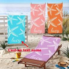 Personlig strandhandduk med sjöstjärnor med namn - anpassad polyesterhandduk för tonåringar/vuxna, tropisk stil, supermjuk, lämplig för pool, multifun - Multifärgad (80*160,70*150,90*180,60*100 (mycket liten))