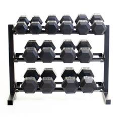 Body Power 40" Dumbbell Rack and Rubber Hex Set - 10 to 25kg
