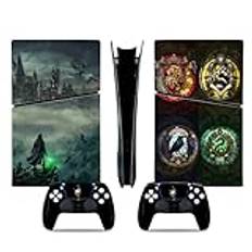 MaD Vision® Extra-Hållbart Skin-Set i Vinyl för PS5 Digital Slim + 5 Par Aiming Rings | Reptåligt Klistermärkeskit för PlayStation 5 + 2 Controllers - för Hogwarts Legacy Design