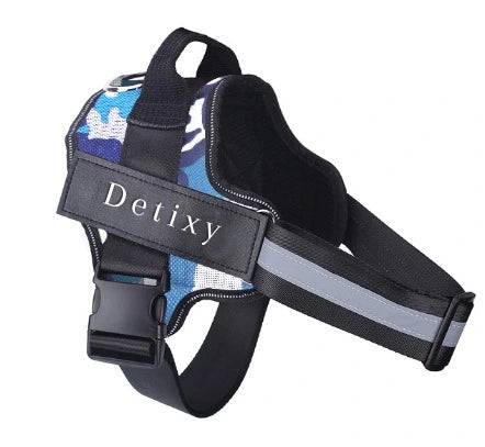 Detixy hundsele & dragsele för hund - Reflekterande och bekväm Blå Kamouflage / M