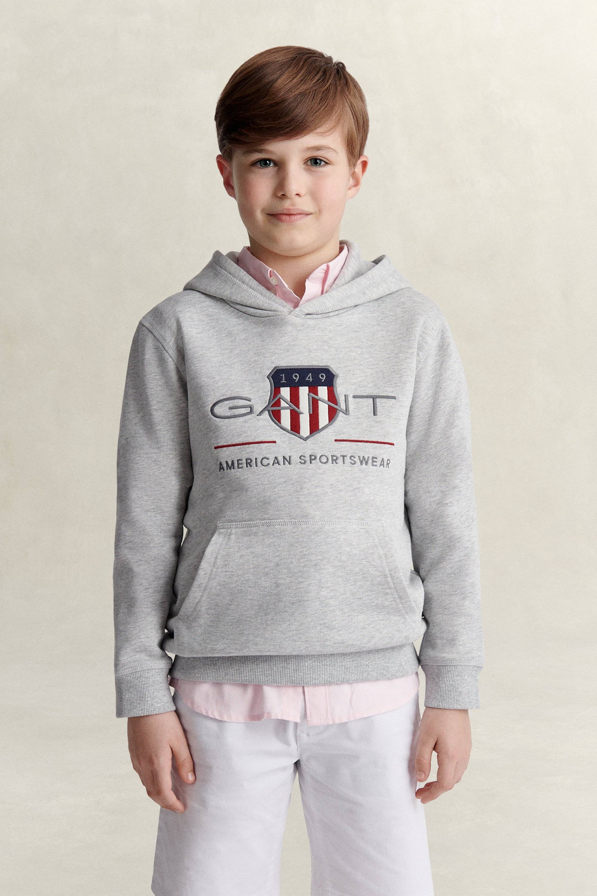 GANT Tonåring Archive Shield hoodie (158) Grå MELANGE