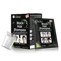 Dexe Black Hair Shampoo 25 ml x 10 – snabb färgning, ammoniakfri, långvarig glänsande naturlig örtformel | hårfärg ginseng ingefära med kajal