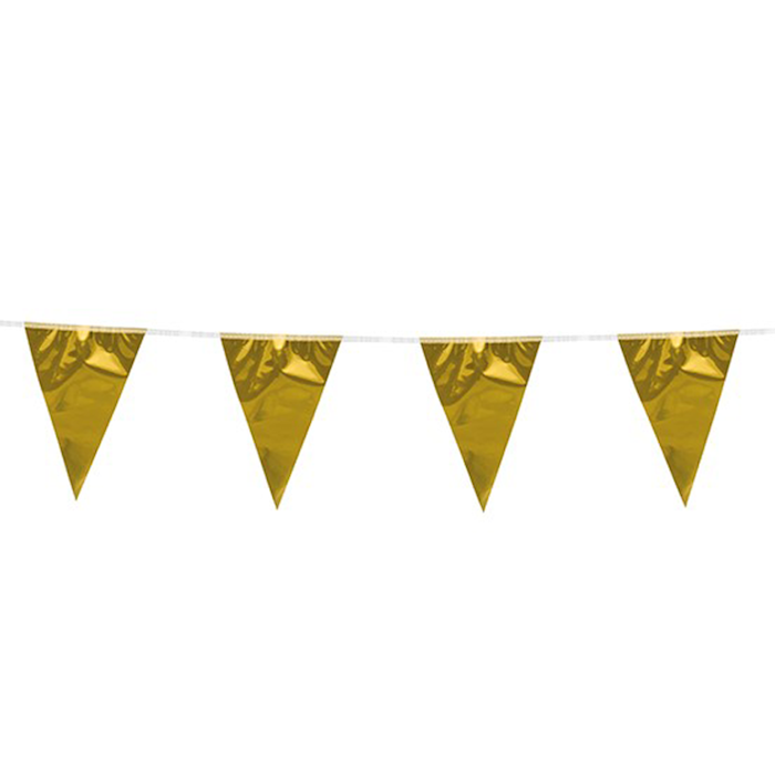Guld Metallic 20x30 cm Flagguirlande - 10 meter.