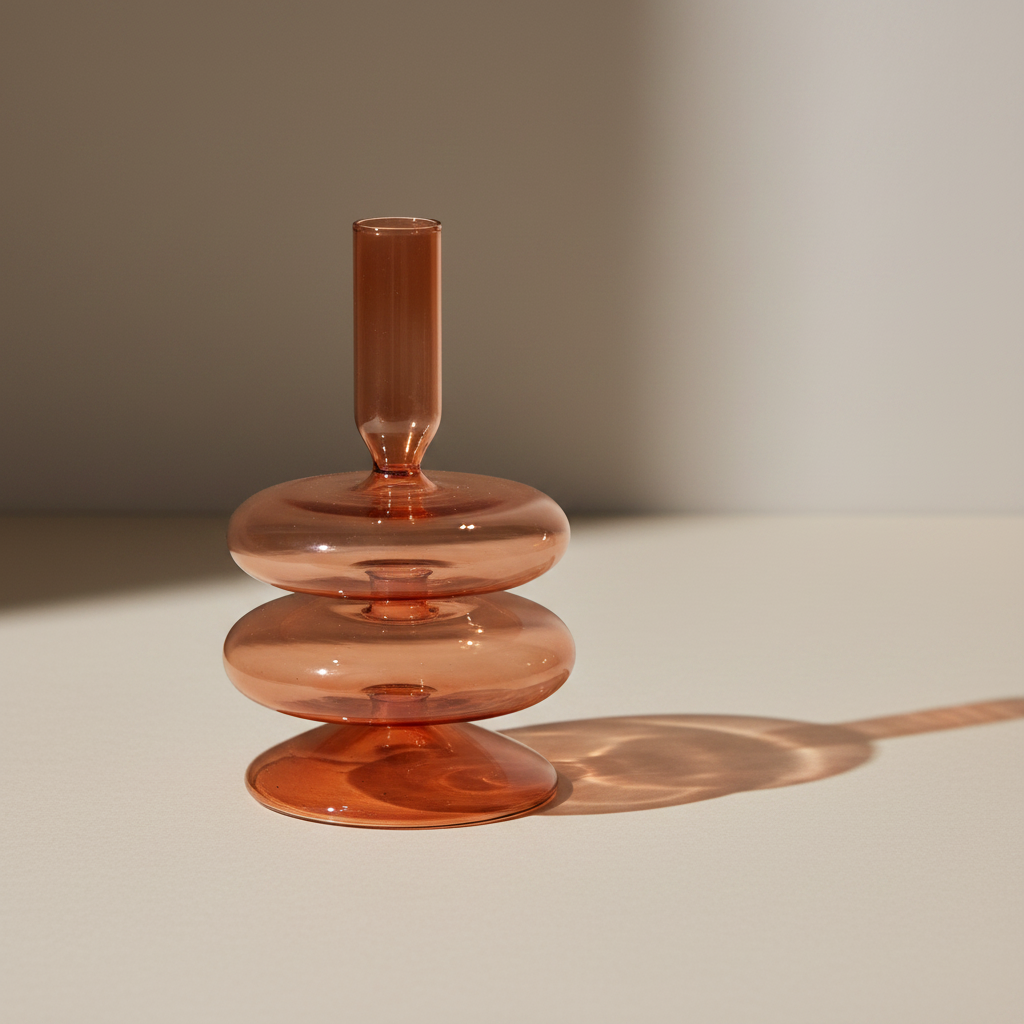 Glass Candlestick Holder - B Style / Orange