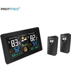 Protmex pt3378 trådlös väderstation, prognosstation med varning / temperatur / luftfuktighet / barometer, (med 2 utegivare)