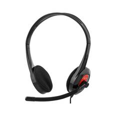 Deltaco Stereo Headset, on-ear, 20Hz - 20kHz, 32Ω, 1 x 3,5mm 4-stift Minitele-Kontakt, 1,8m Kabel - Svart/Röd