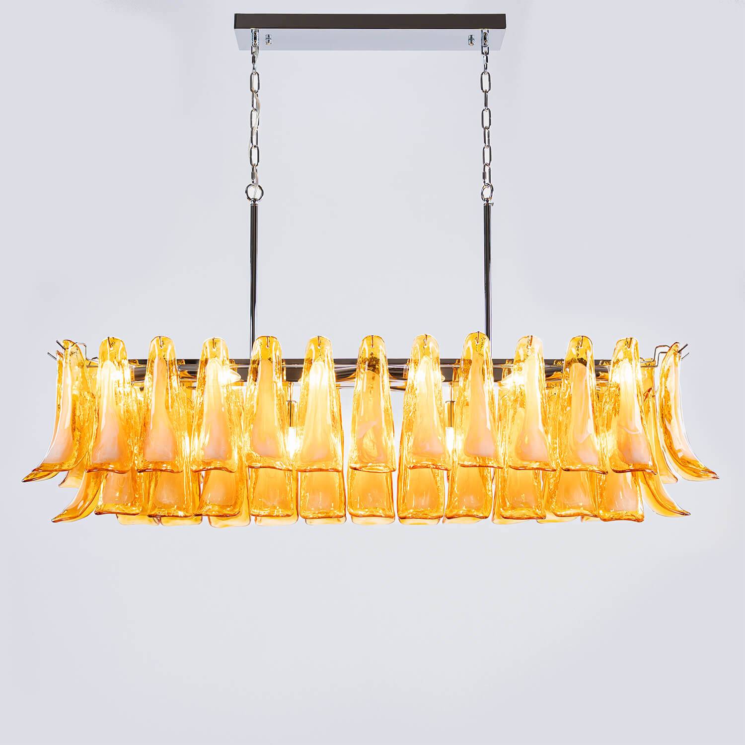 Avlång Kristallkrona 120cm Krom/Bärnsten - Livorno | Taklampa | Vesani