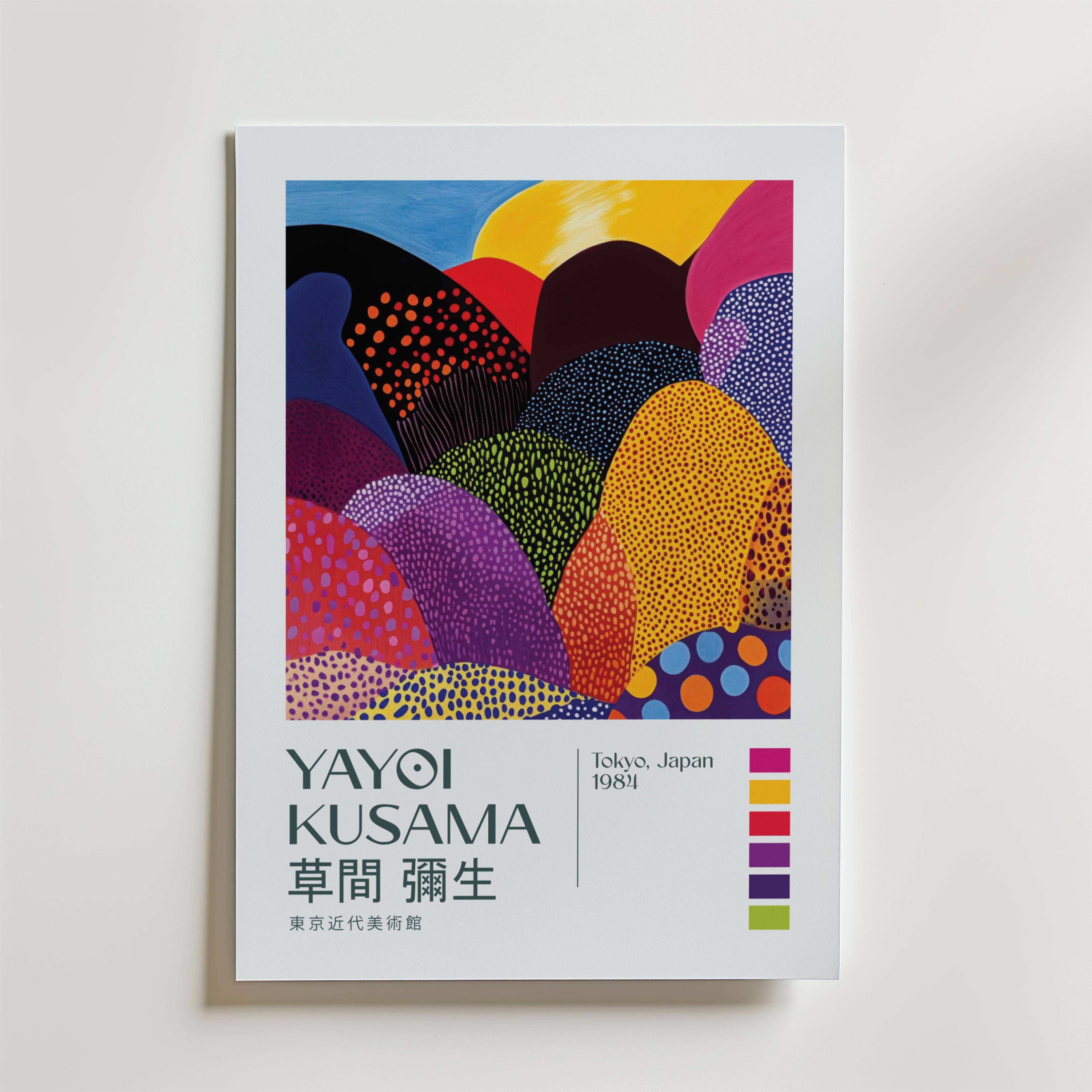 Yayoi Kusama Vibrant Patterned Hills Poster - Premium Canvas 50x70 cm