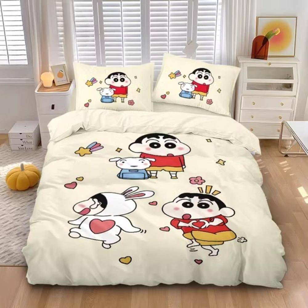 Tecknad Crayon Shin chan ,Sängkläder i mikrofiber, Barnsängkläder med dragkedja Rumsdekor Påslakan för tonåringar vuxen 180x210cm