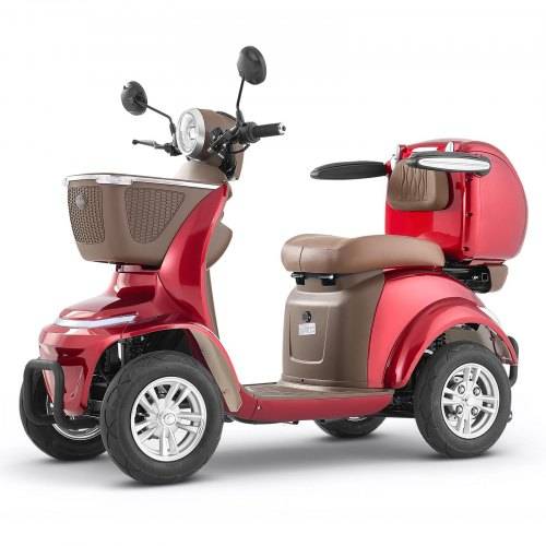 VEVOR Kraftiga 4-hjuliga mobilitetsskotrar för seniorer och vuxna, 225 kg kapacitet, 35 km 3-växlad lång räckvidd, 1000 W elektrisk terrängskoter för fritidsbruk, 20° max klätterkapacitet