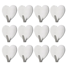 Børstet Stål Hjerte Knager, Små, Sølv - 12 stk.