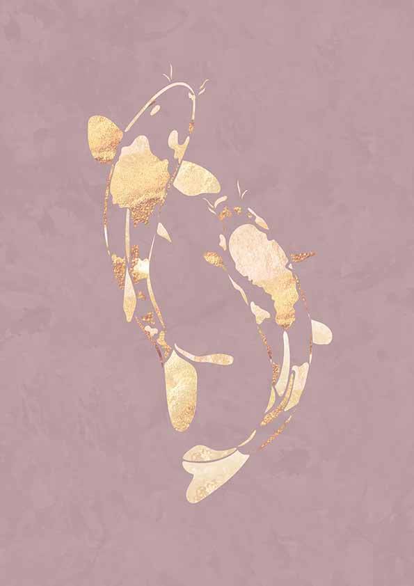 Rosa guld Koi Fish 1 - 30x40 cm