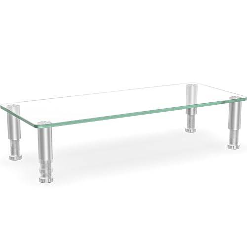 Stativ för datorskärmsstativ med justerbar höjd 56 cm x 24 cm multimedia skrivbordsstativ för PC-datorskärm | Bärbar dator och TV klart glas