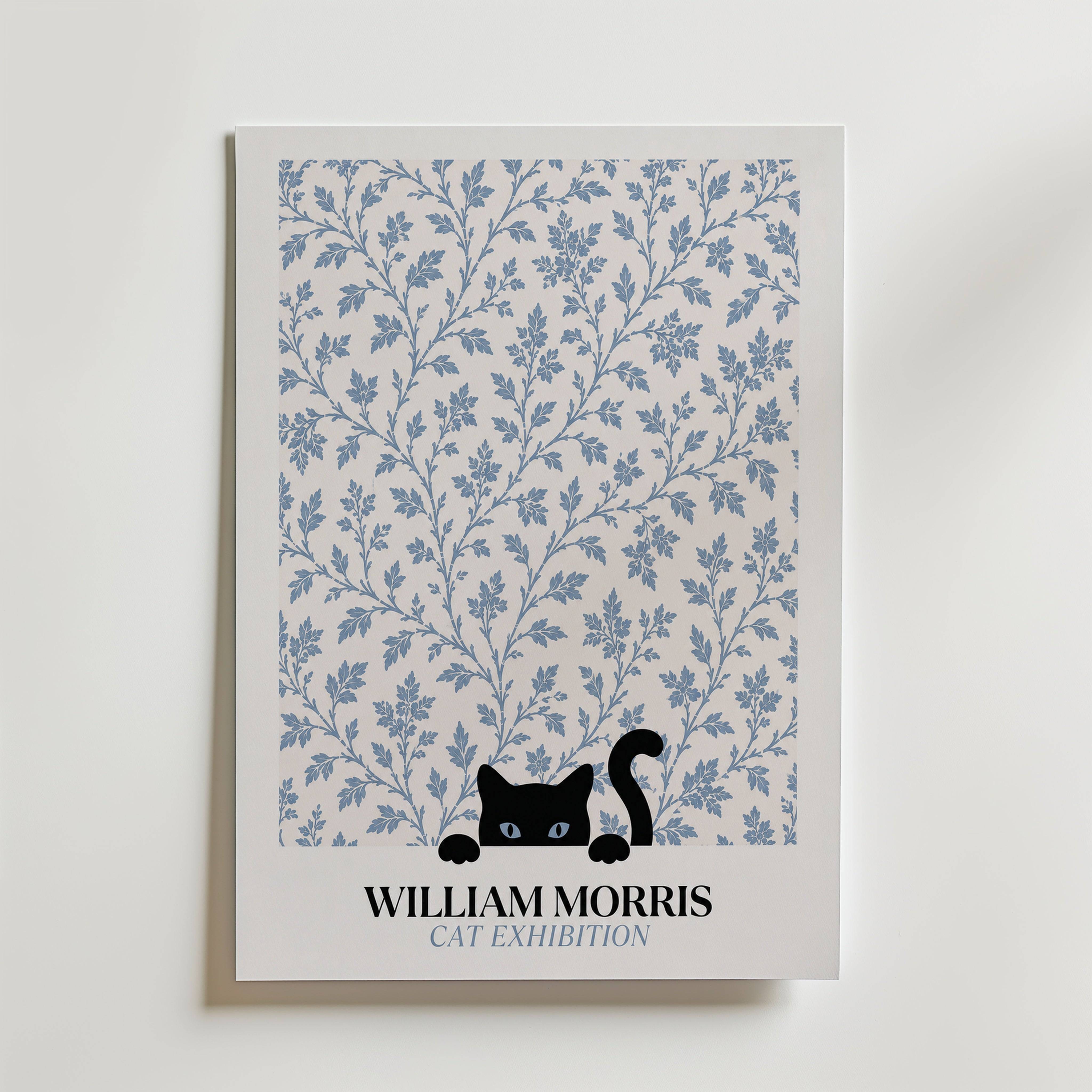 Cat in the Willow William Morris Poster - Premium Canvas 21x30 cm