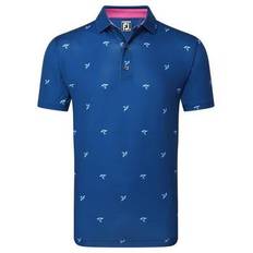 FootJoy Thistle Print Lisle Golf Polo - Deep Blue