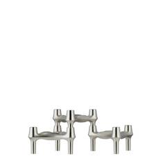 STOFF NAGEL Bmf Candle Holder (Set With 3 Pcs) - Brushed Chrome |Silver |6.7X11.7 cm