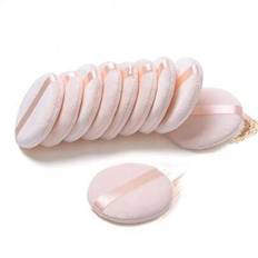 3/40/100 stycken ren puderpuff, sminkpuff för puderfoundation, 2,76-tums normal storlek med rem, blandning för löst puder mineralpuder kroppspuder våt - Aprikos