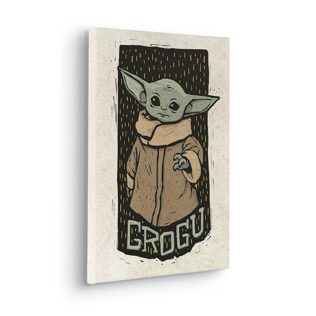 Canvas-tavla: Star Wars The Mandalorian Grogu Line Cut
