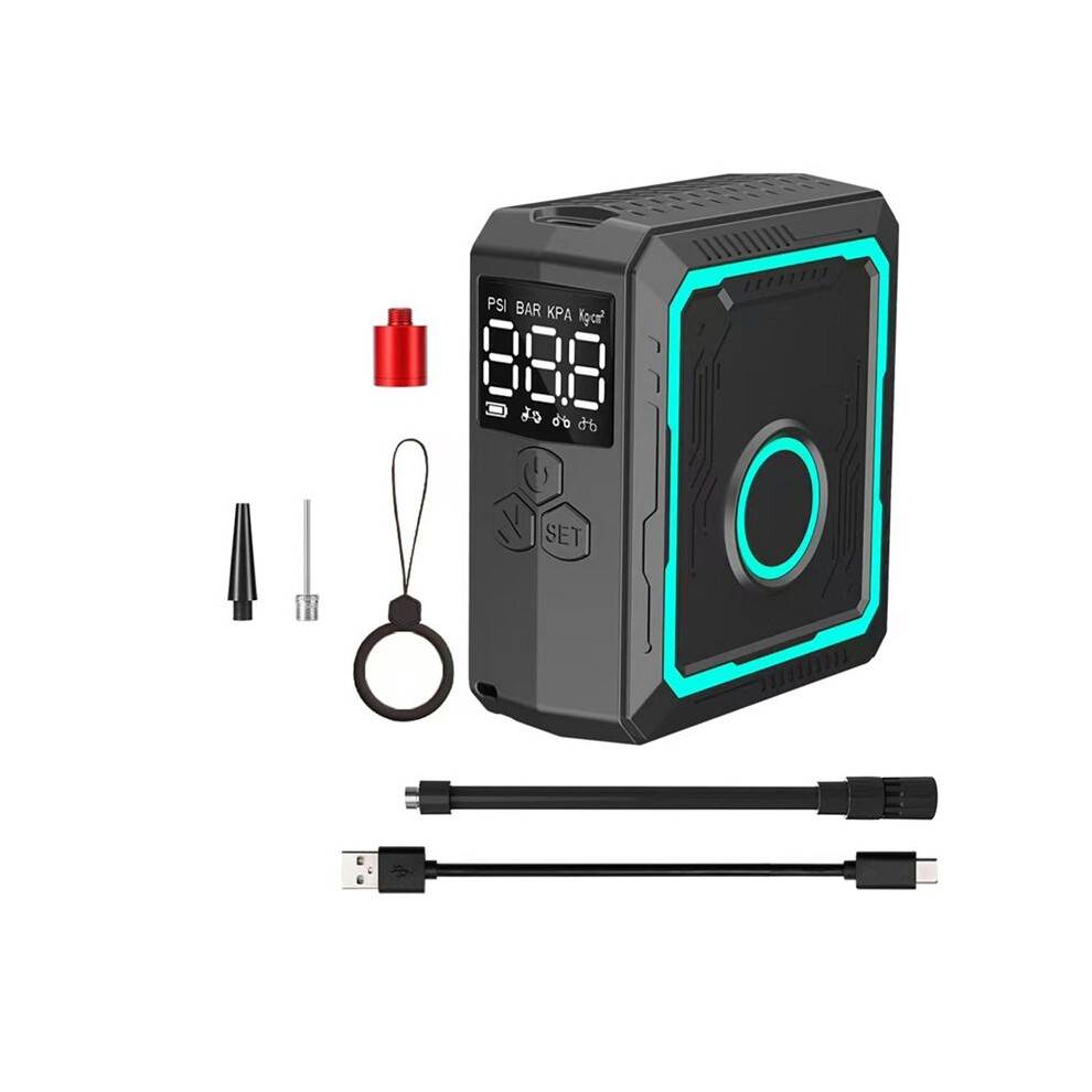 Electric Bike Air Pump 150PSI Powerful Air Compressor Pressure Display Motocycle Bike Tire Inflator Black Green