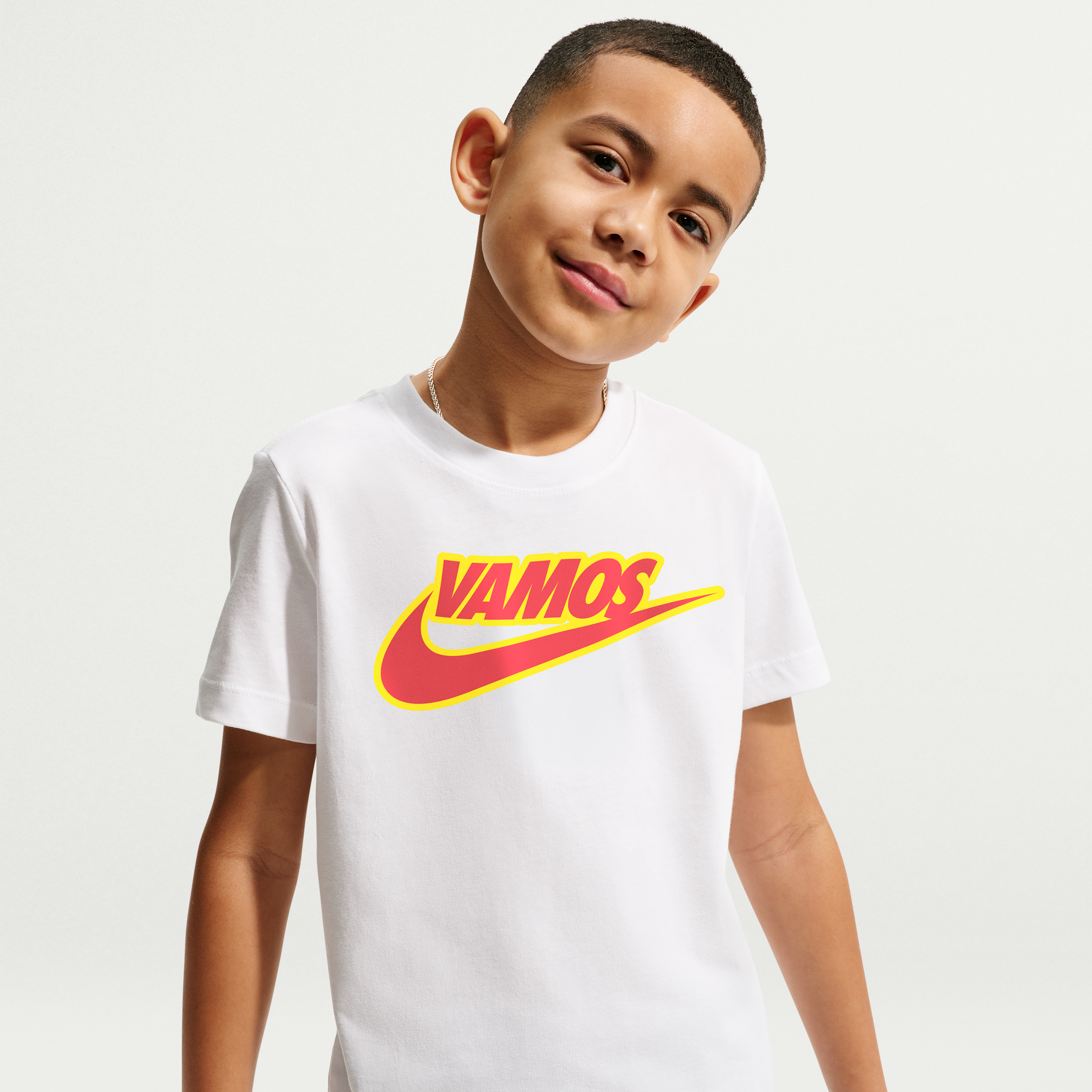 Nike-fodbold-T-shirt til større børn - hvid