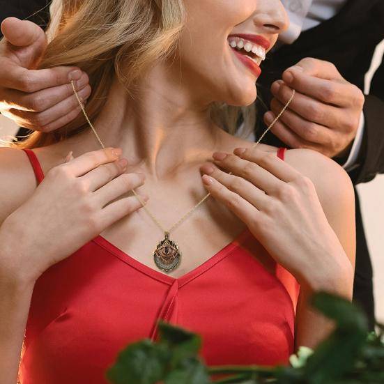 Tarot Vision Halsband Allseende Ögat Hänge Halsband Tarotkort Symbol Hänge med Smidig Rotation Mystiska Spådomssmycken silver