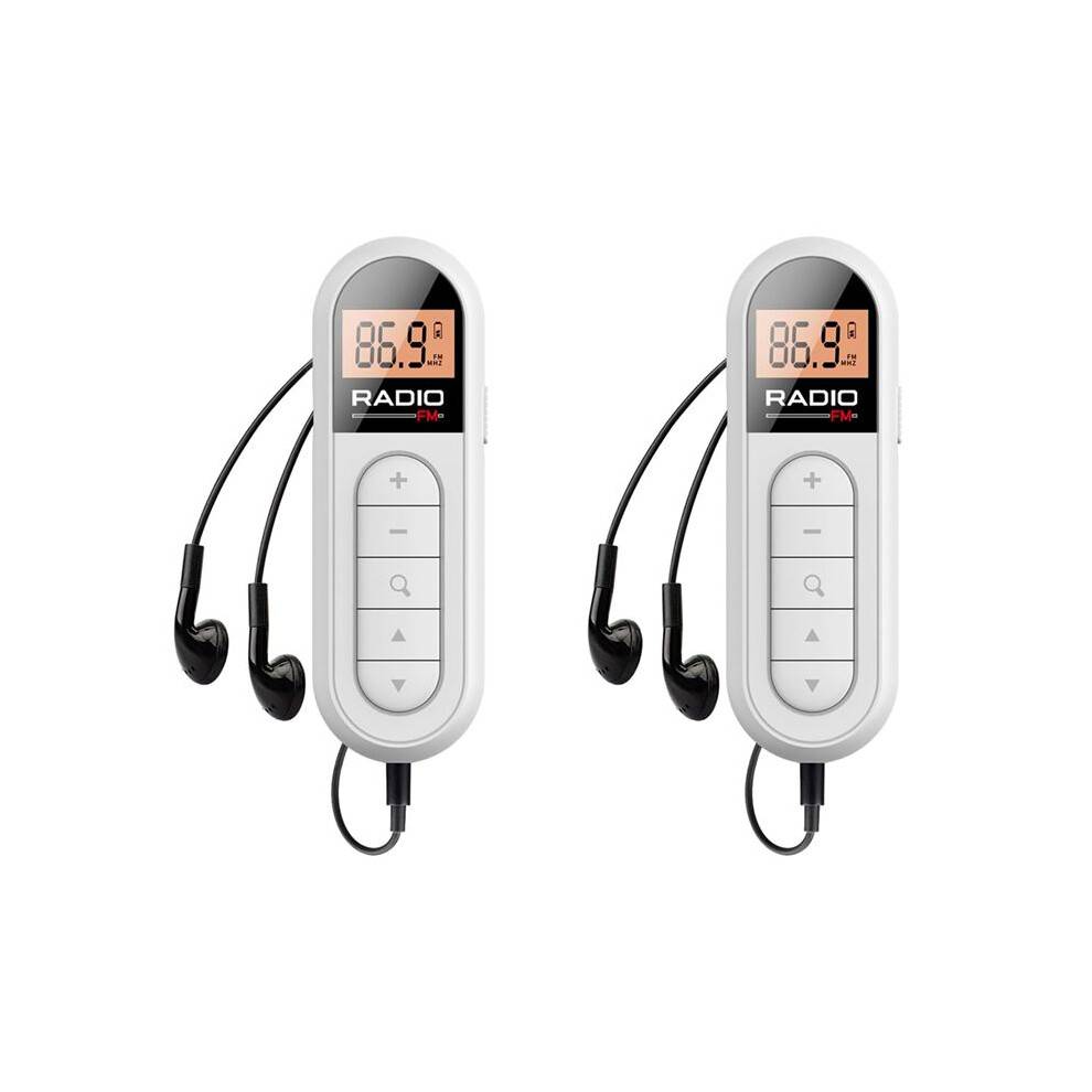 2X  Pocket FM Radio 300MAh Uppladdningsbar BäRbar 76-108MHZ Radio med Bakgrundsbelysning LCD-SkäRm TråDbundna 3,5 mm HöRlurar