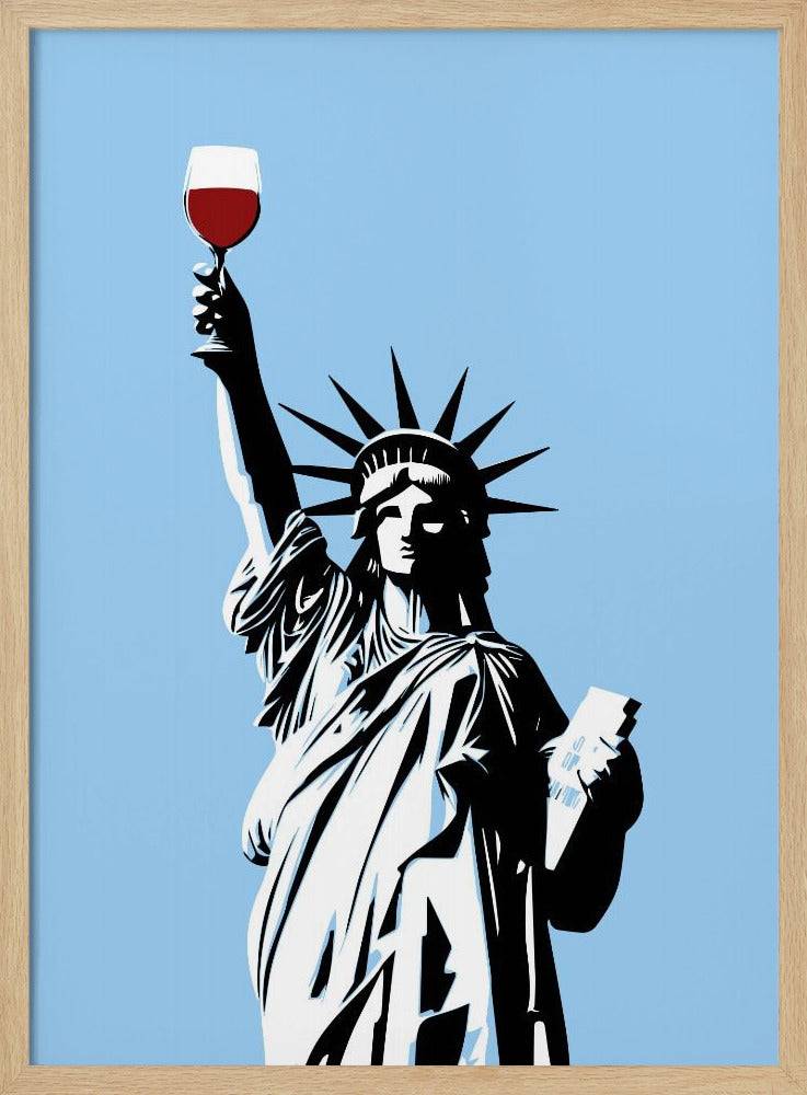 Liberty of Wine Poster - 70x100 cm / 28x40″ / Natural Oak Wood Frame