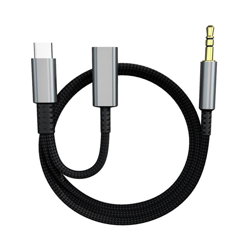 USB C til 3,5 mm Aux-kabel med oplader, Hi-Fi-lyd og hurtig opladning til din digitale livsstil, ideel til Samsung Galaxy og Google Pixel.