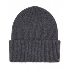 Merino Wool Chunky Beanie Hat - Lava Grey