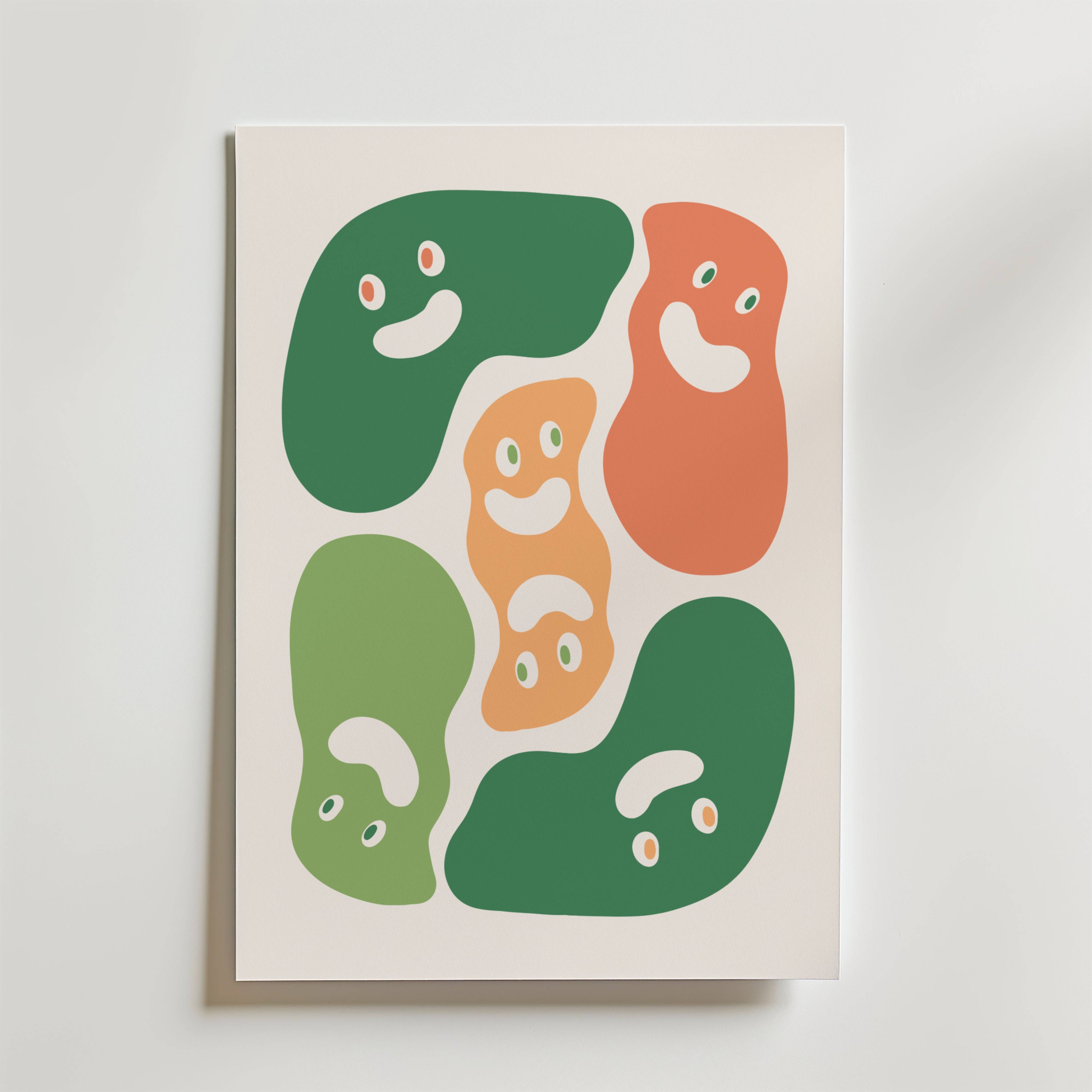Happy Blobs Abstract Poster - Premium Canvas 40x50 cm