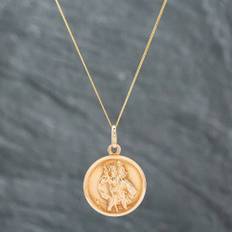 Pre-Owned 9ct Yellow Gold St Christopher Pendant &amp; 18 Inch Curb Chain 41141821