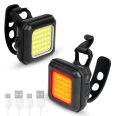 Ainiv Bike Lights Ultra Slim, Bike Lights Fram och Back Set Uppladdningsbart, 3 ljuslägen, USB-laddning, IP45 vattentäta cykelljus för nattkörning/camping/ryggsäck/vägsäkerhet