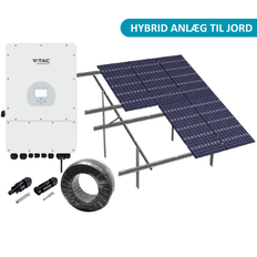 10kW 3-faset hybrid solcelleanlæg med DEYE hybrid inverter, jordbaseret anlæg med Alu celler