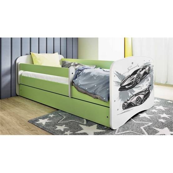 Kocot Kids Barnsäng - Babydreams Grön Med Madrass - Sportbil 160x80 Cm
