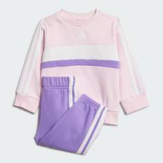 Seasonal Essentials Tiberio 3-Stripes Fleece Crew Kids sæt - Clear Pink / White / Violet Fusion - 74