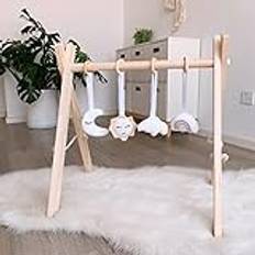 Caudblor lektrapets trä babyleksak pussel gym inklusive hängande babygymnastik aktiv leksak babyrum barnrum dekoration