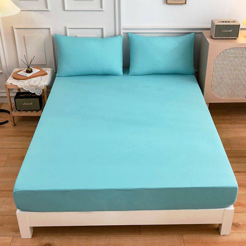 Students Cotton Bed Sheets Fitted Sheet Pillow Case - Lake blue / Fitted sheet 90x200x27cm